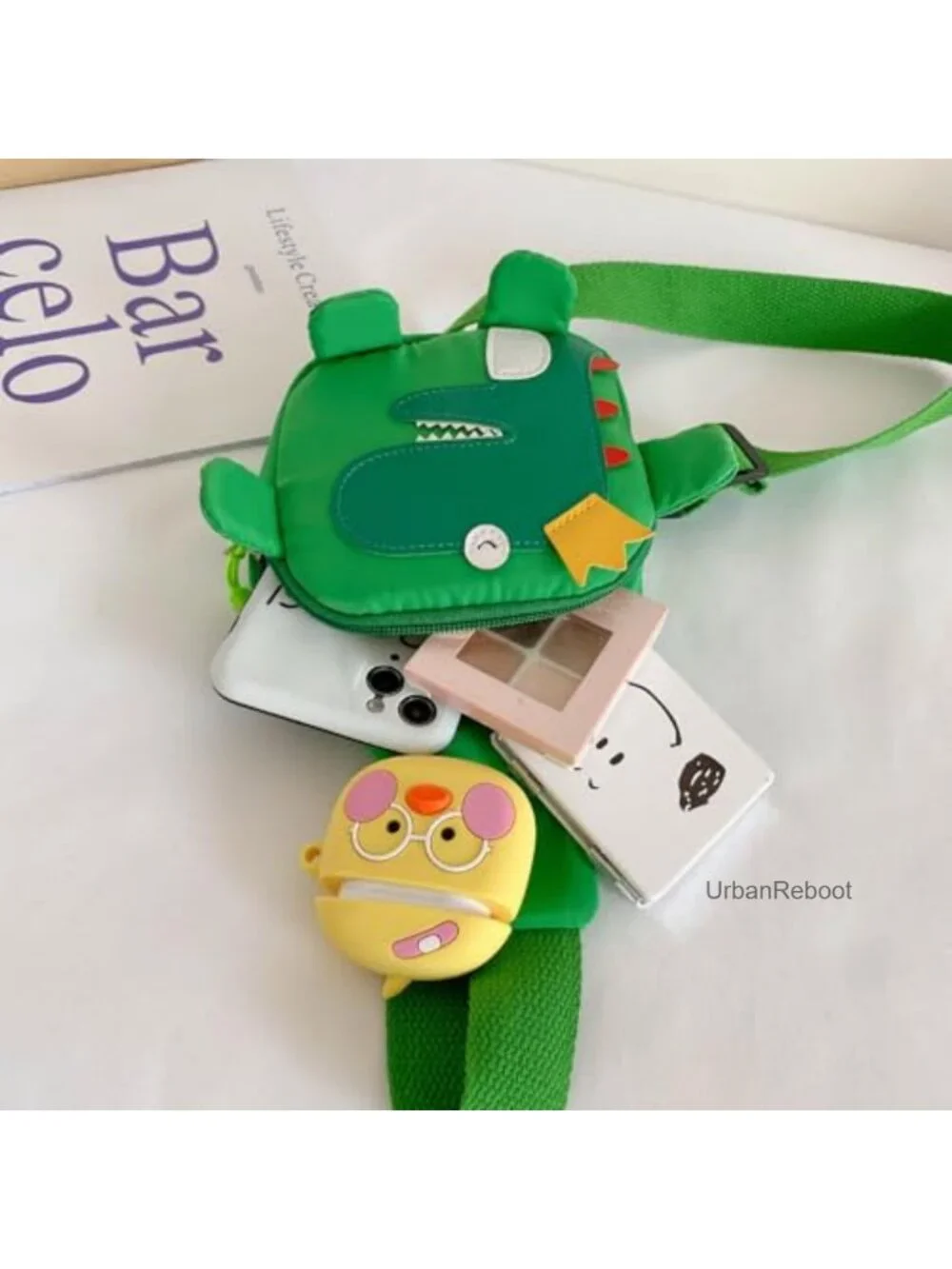 Kids Sling Bag Nylon Crossbody Dinosaur Pattern Small Travel Purse